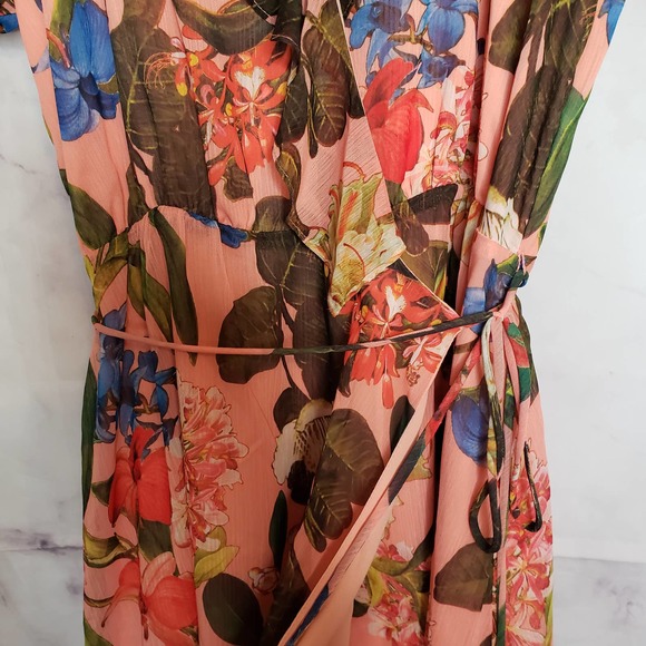 GIBSON LATIMER Floral Hi-low Wrap Around Dress M - Picture 6 of 11